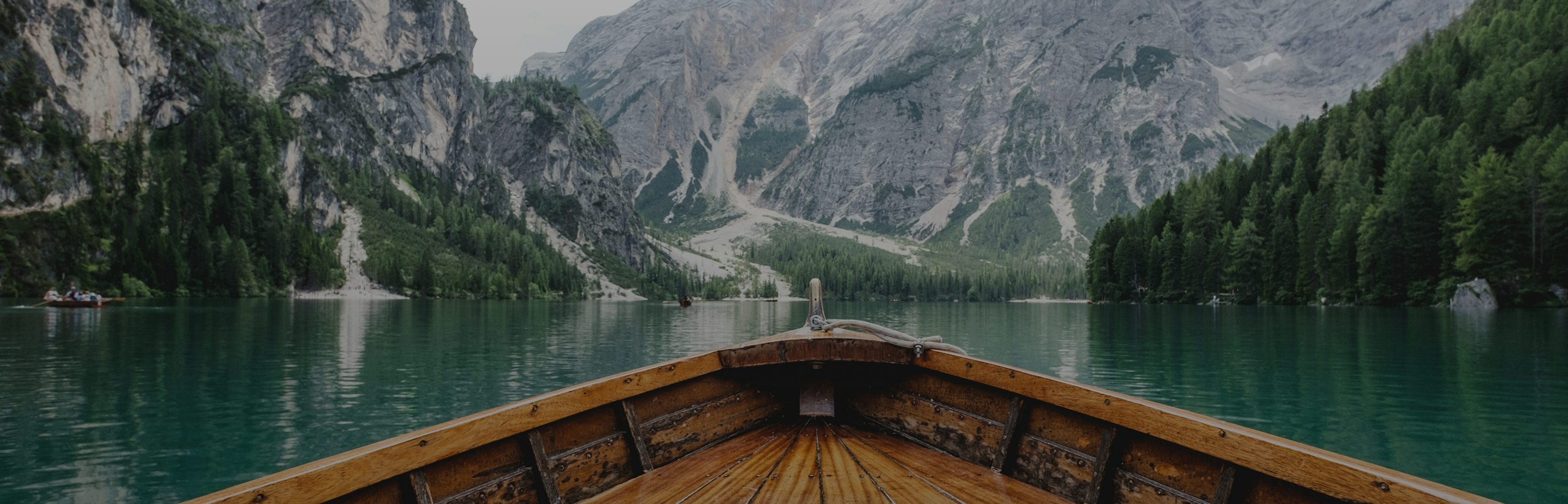 Boat in the sea and mountains