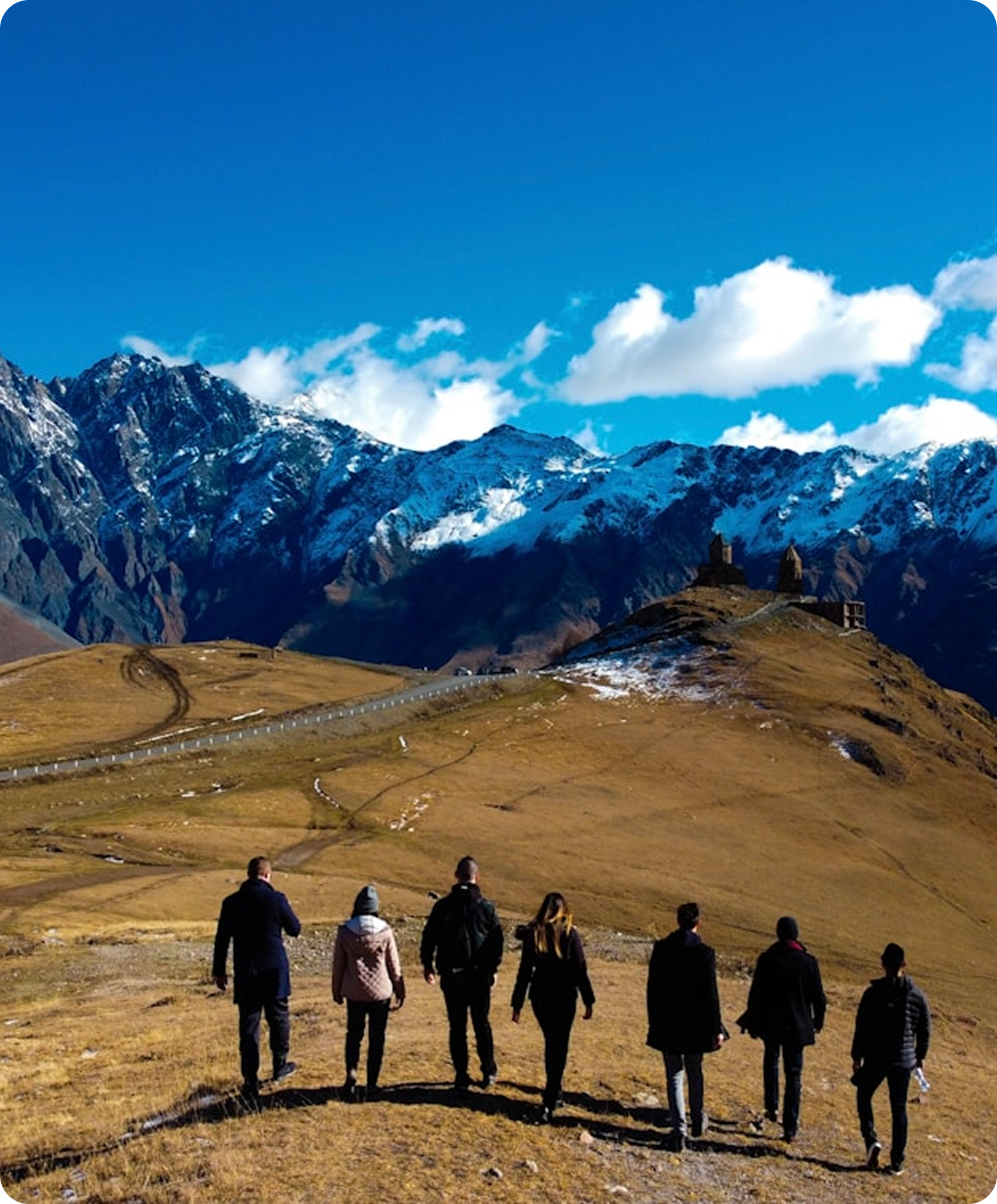 Travelers hiking